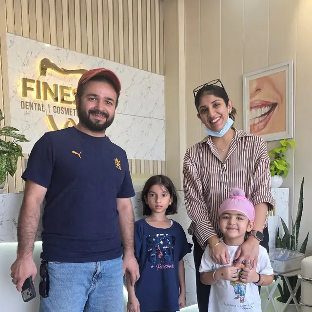 Karanbir Singh and his family at Finesse Dental Clinic on Airport Road, Mohali